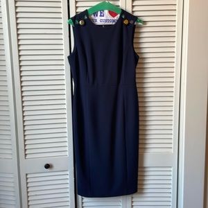 Blue sheath work dress
